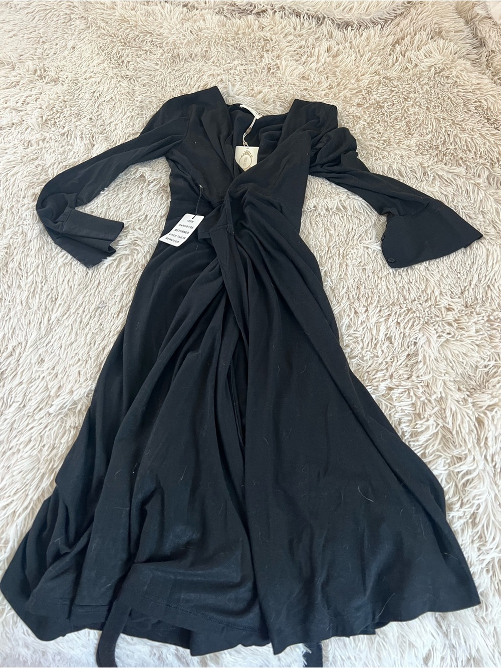Joyfolie Black Long Sleeve Wrap Dress